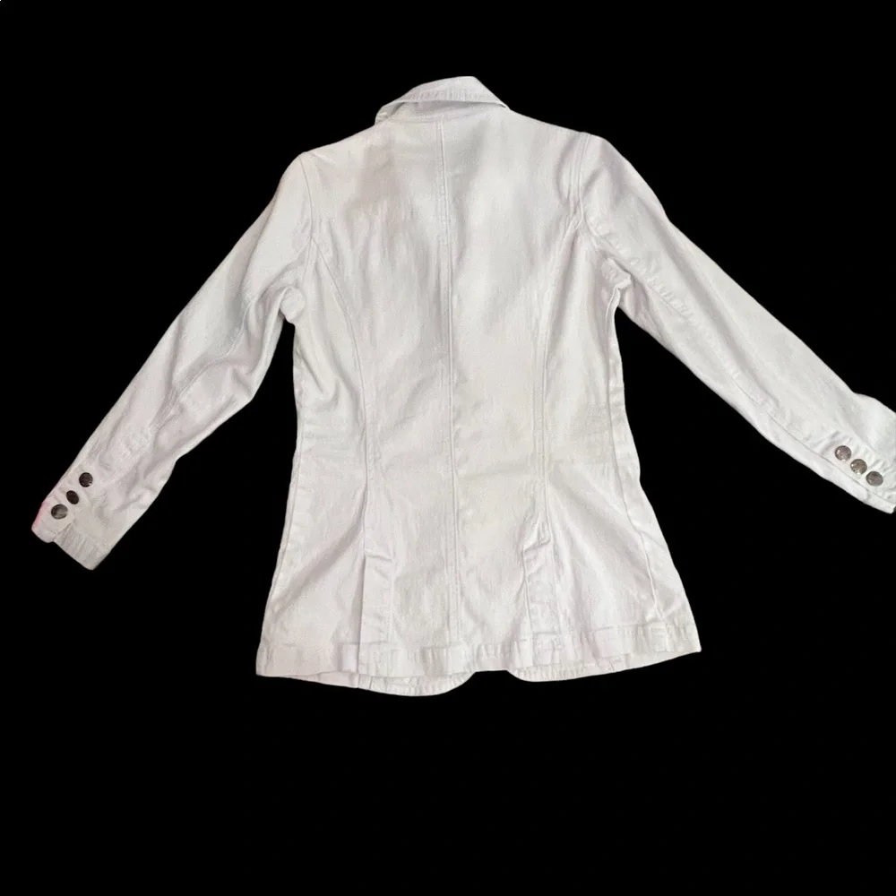 DG2 WHITE VINTAGE SPRING/SUMMER DENIM WITH STRETCH EMBELLISHED BLAZER - Picture 10 of 13